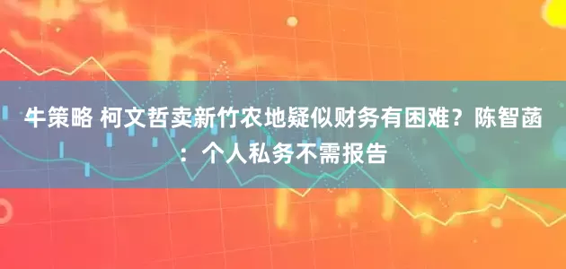 牛策略 柯文哲卖新竹农地疑似财务有困难？陈智菡：个人私务不需报告